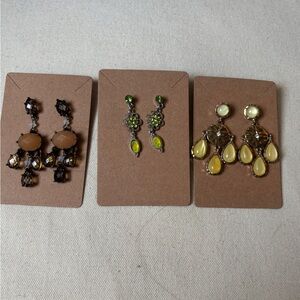 Elegant Brown and Yellow Dangle Earrings Set